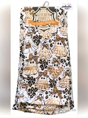 Envogue Cotton Gauze Ghost Cheetah Leopard Print Halloween Kitchen Towels